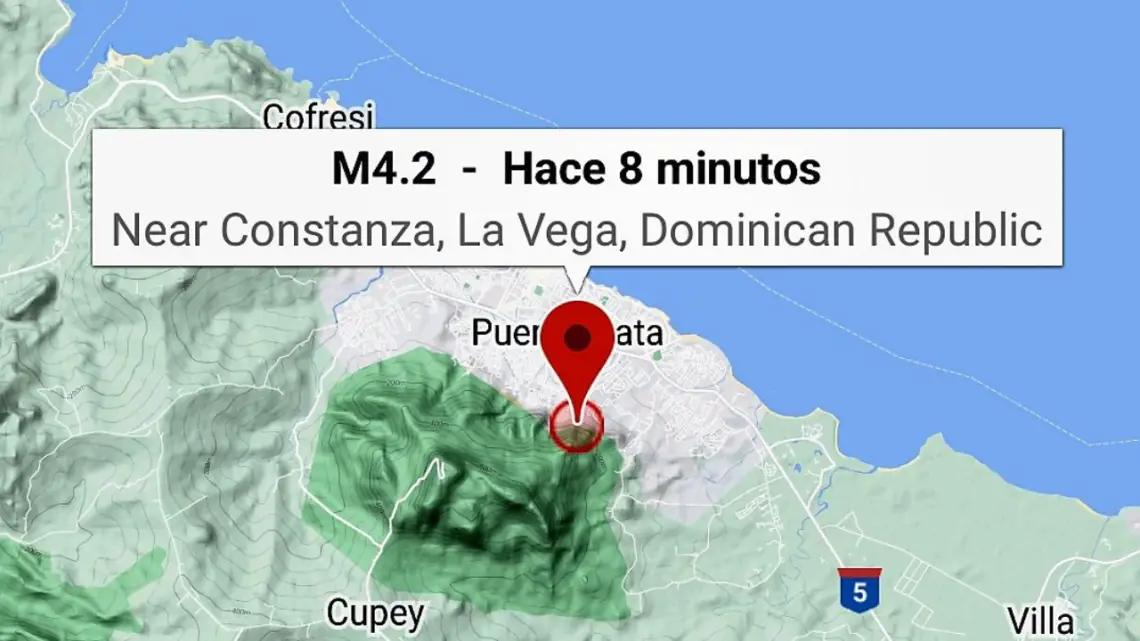 Se registra temblor cerca de Puerto Plata