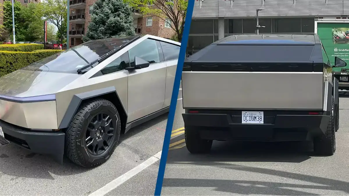 Carga de un Tesla Cybertruck mostrando el costo por kWh en California.