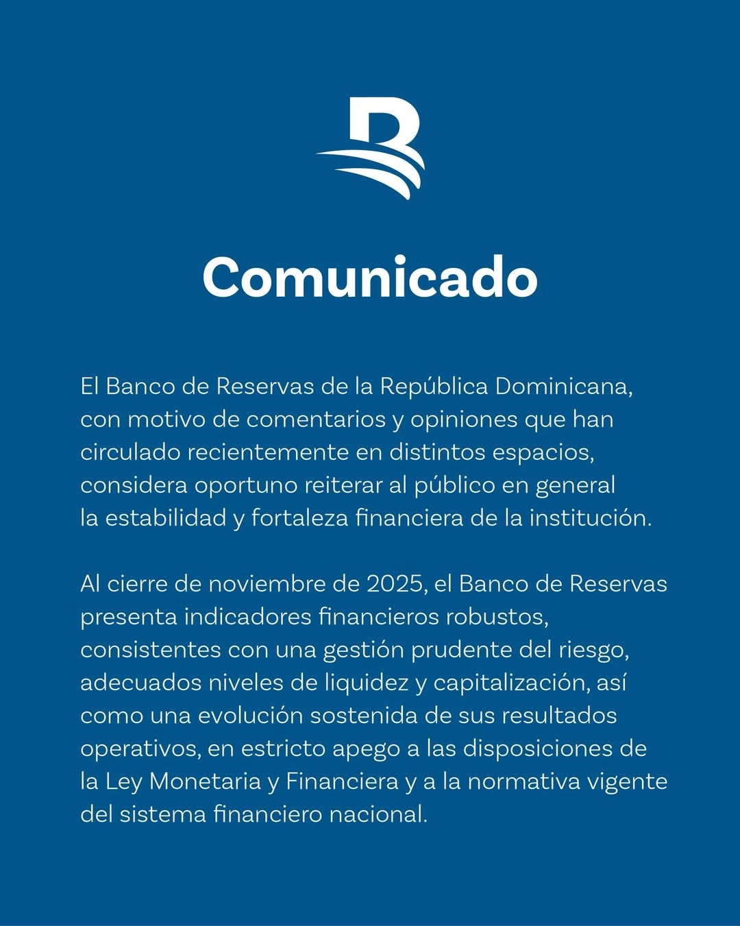 Banco de Reservas responde a rumores y reafirma solidez financiera institucional