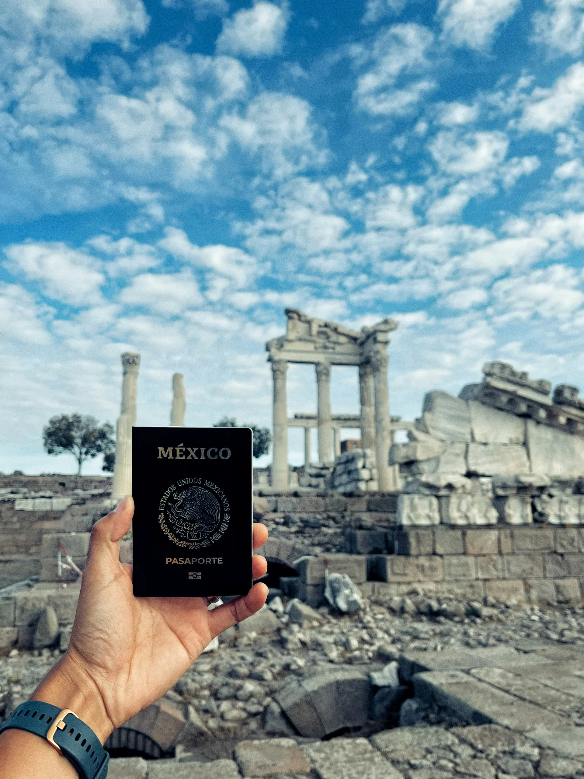 Foto por <a href="https://unsplash.com/@yabbath?utm_source=unsplash&utm_medium=referral&utm_content=creditCopyText">Obed Hernández</a> on <a href="https://unsplash.com/photos/a-person-holding-up-a-passport-in-front-of-ruins--2_J7wLuSX8?utm_source=unsplash&utm_medium=referral&utm_content=creditCopyText">Unsplash</a>