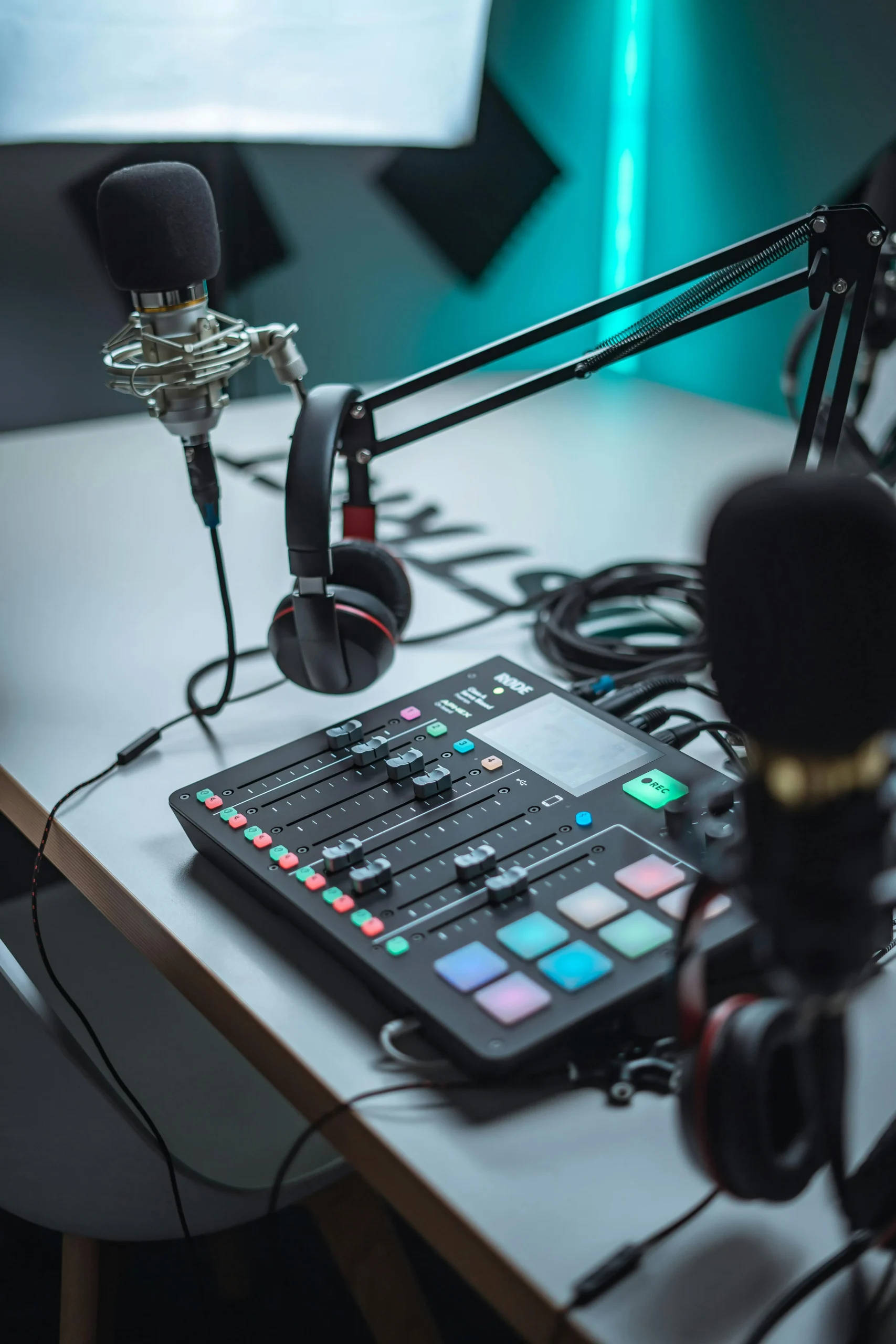 <a href="https://www.pexels.com/es-es/foto/audio-estudio-de-grabacion-gadgets-consola-de-mezclado-7383471/" target="_blank" rel="noopener noreferrer"> Foto de Hc Digital </a> 