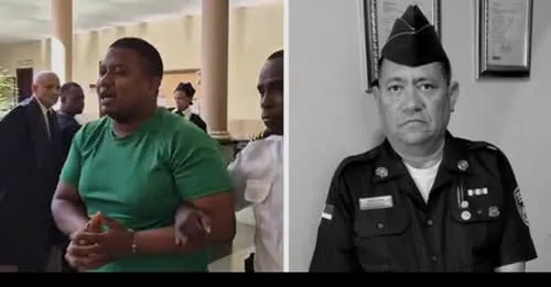 Elpidio Antonio Acosta y a la derecha, el coronel Carmelo Polanco