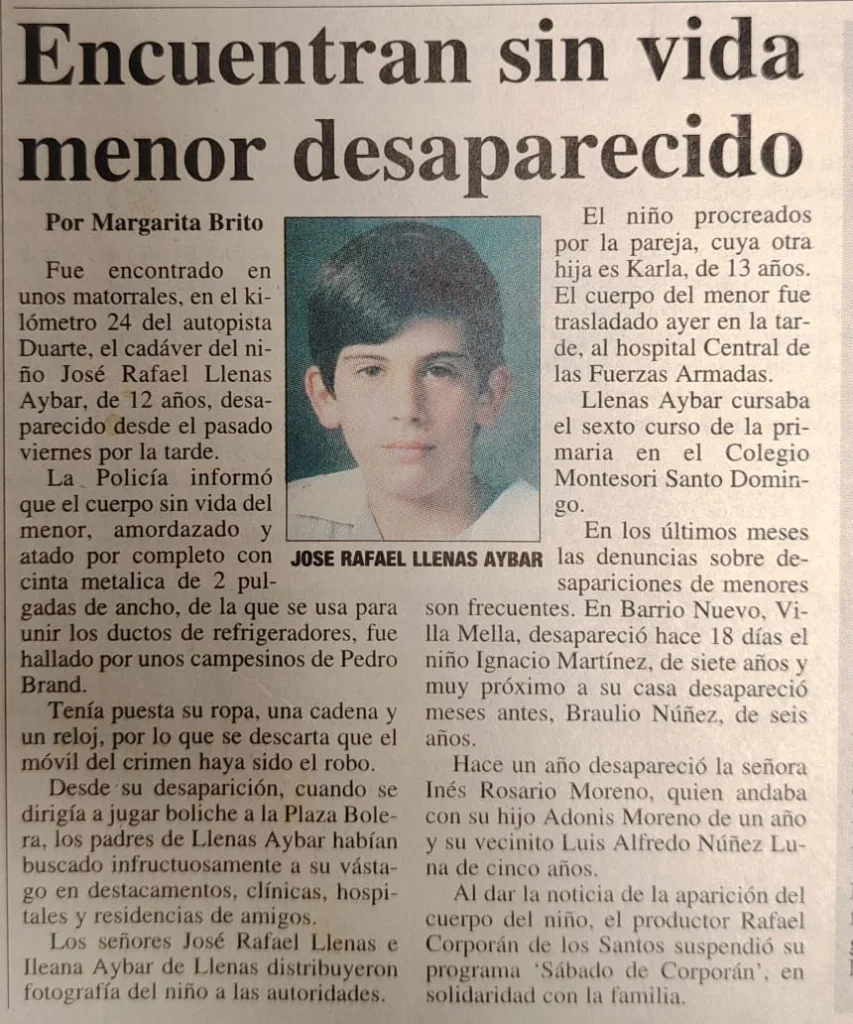 Publicacion en medio impreso de victima de Mario Redondo