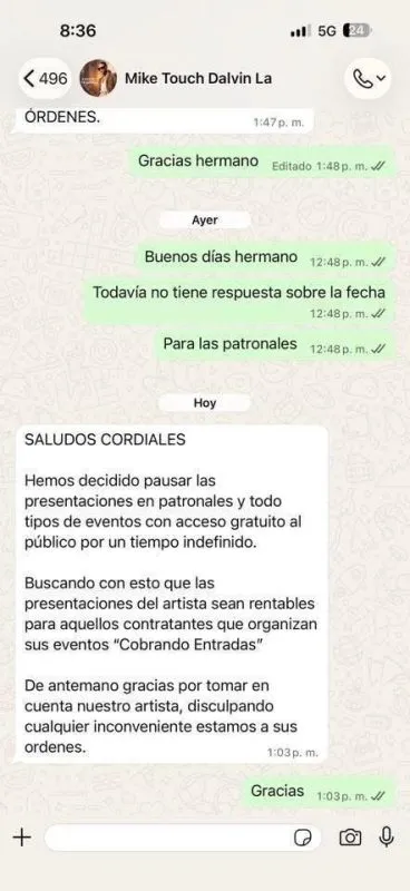 Mensaje atribuido al equipo de Dalvin La Melodía anuncia una pausa indefinida de sus presentaciones en eventos públicos gratuitos para priorizar actividades rentables.