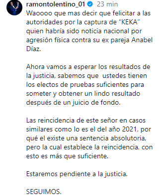Lo que dijo tolentino sobre el caso