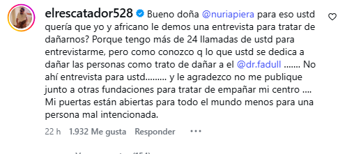 Comentario que habia hecho el africano en el video que publico Nuria en sus redes 