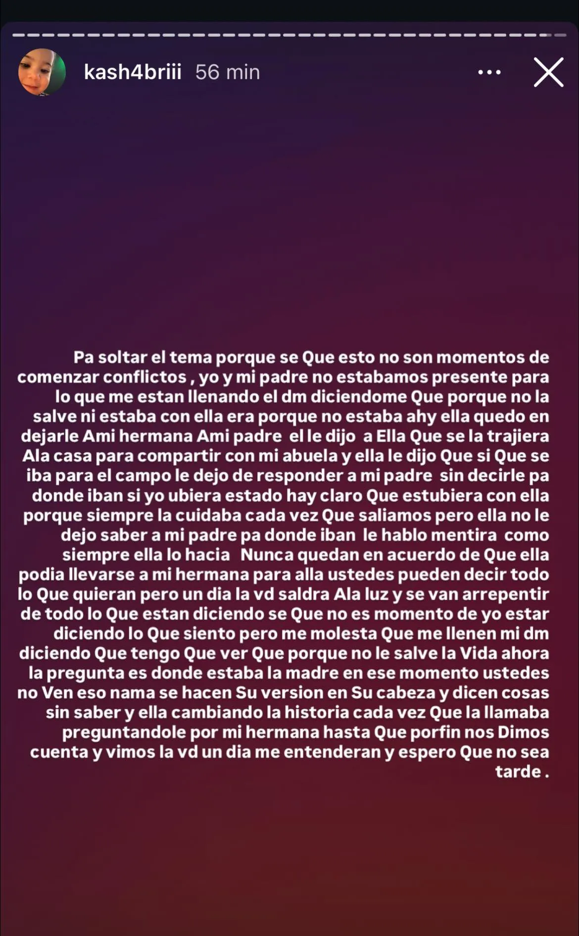 Escrito por la supuesta hija de Manny Machado en sus historias de Instagram (kash4briii)