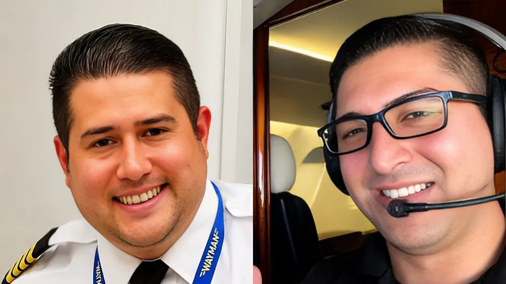 Erick Javier Diago, piloto al mando de la aeronave Gulfstream 200 matrícula N318JF, y Rudy Ghazal, copiloto del vuelo