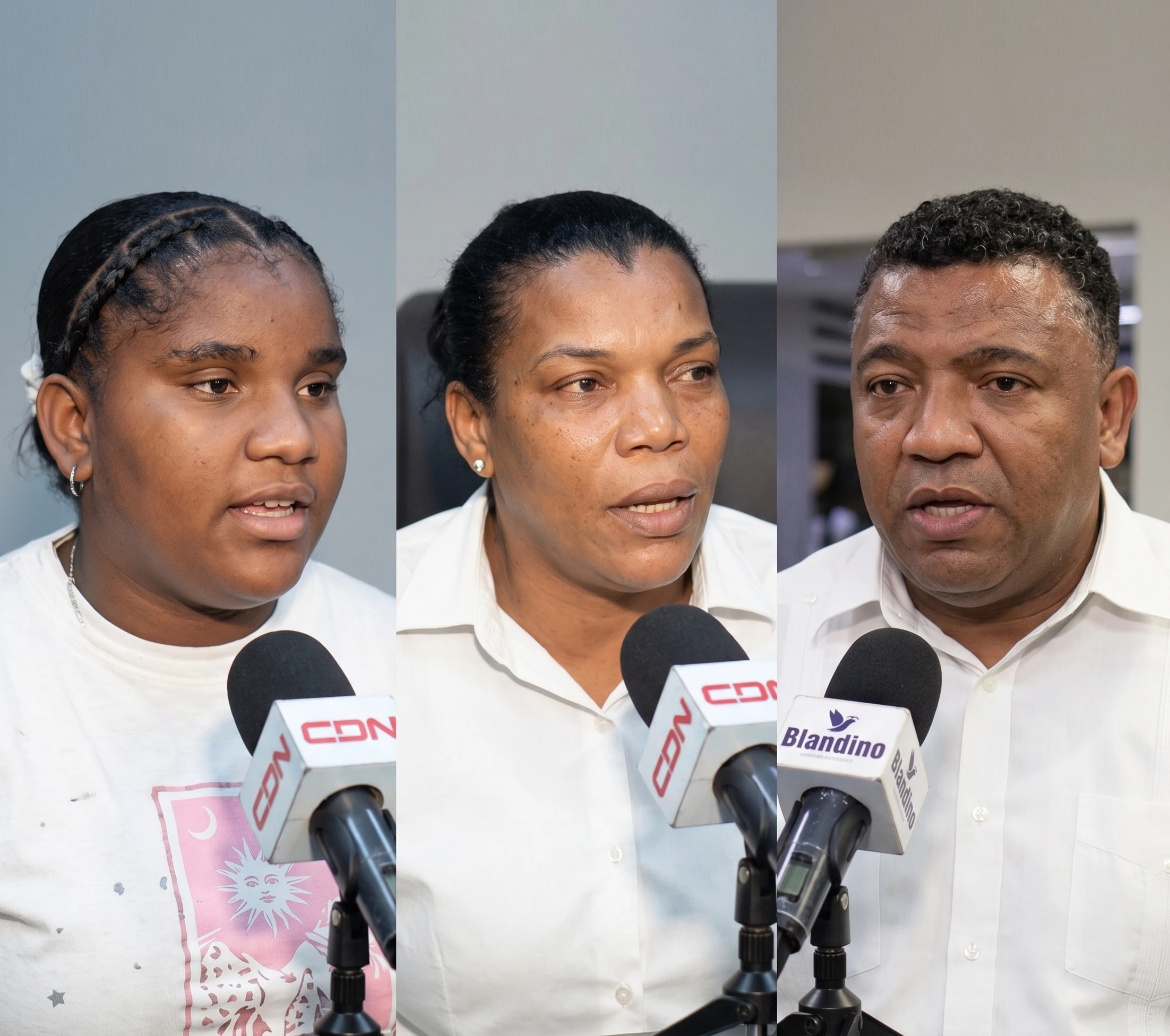 Hermana, madre y padre de la victima