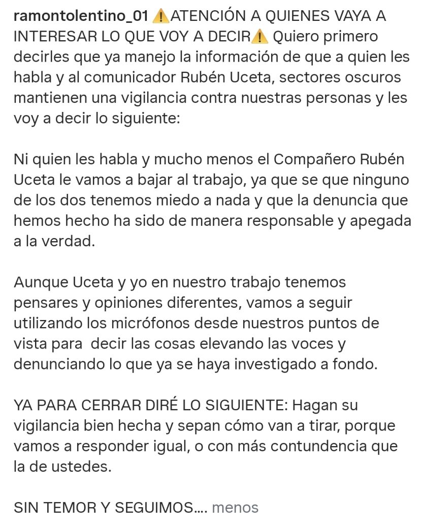 Respuesta del Comunicador Ramon Tolentino