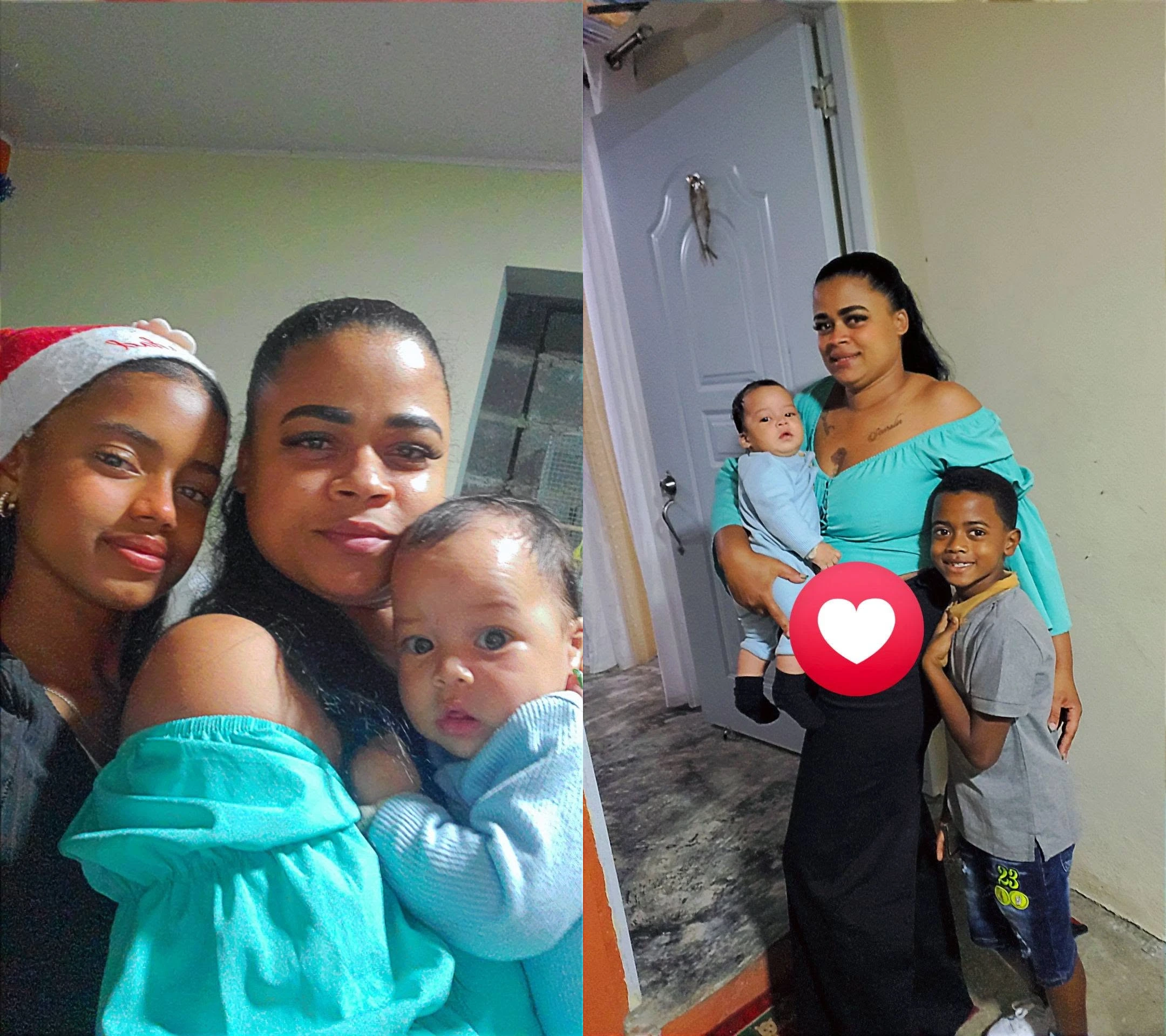 Joven madre con sus tres hijos