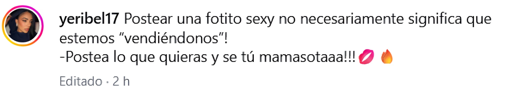 Mensaje que vino junto a las fotos que publico María Yeribel