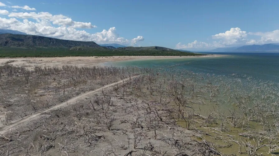 El Lago Enriquillo, ubicado en el sur de la República Dominicana, muestra la sequía que sufre parte del país. La imagen fue tomada hace varias semanas. (LUDUIS TAPIA / DIARIO LIBRE)