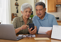 Pareja latina revisa el calendario de pagos de SSI de septiembre de 2026