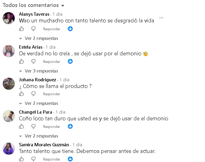 Comentarios en su ultima publicacion de Facebook