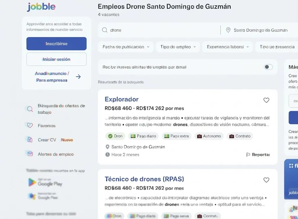 Evidencia de empleos que ofrecen en algunas plataformas