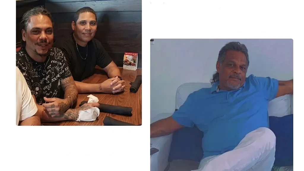 Héctor Rivera, a la derecha, y sus dos hijos adultos, Frank y Jeremy, a la izquierda, en fotos sin fecha. Familia Rivera vía GoFundMe