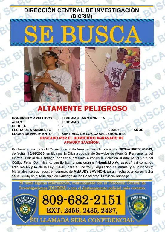 Jeremías Laro Bonilla, el otro buscado, vinculado al caso