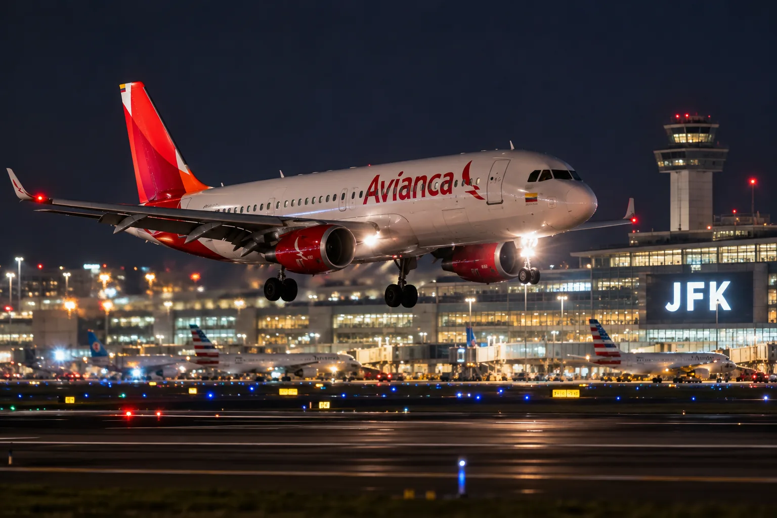Avion de avianca aterrizando en el JFK