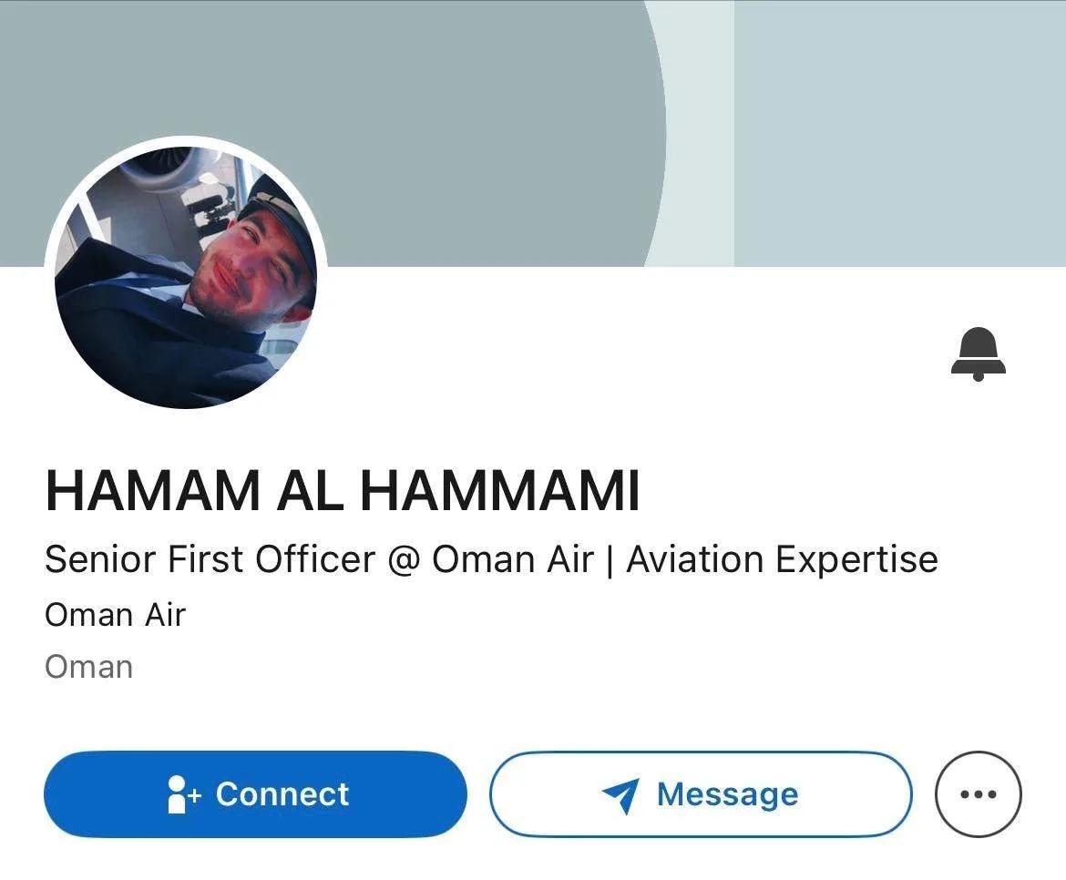 Perfil de LinkedIn de Hammam Al Hammami, que ha sido eliminado después del incidente